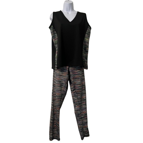 TAKE A WALK Women's Workout Shirt Sleeveless V Neck Pull On‎ Pants Plus Size 3XL - Picture 1 of 13